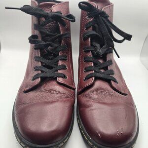Doc Martens Combat Boots Womens Leyton Air Wair Lace Up Red Oxblood Leather 9US